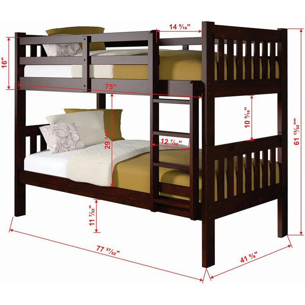 Twin Over Twin Solid Wood Bunk Bed O679418
