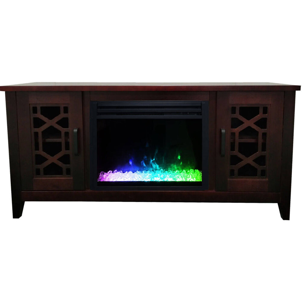 Mahogany Electric Fireplace with Multi-Color Crystal Insert Y229999
