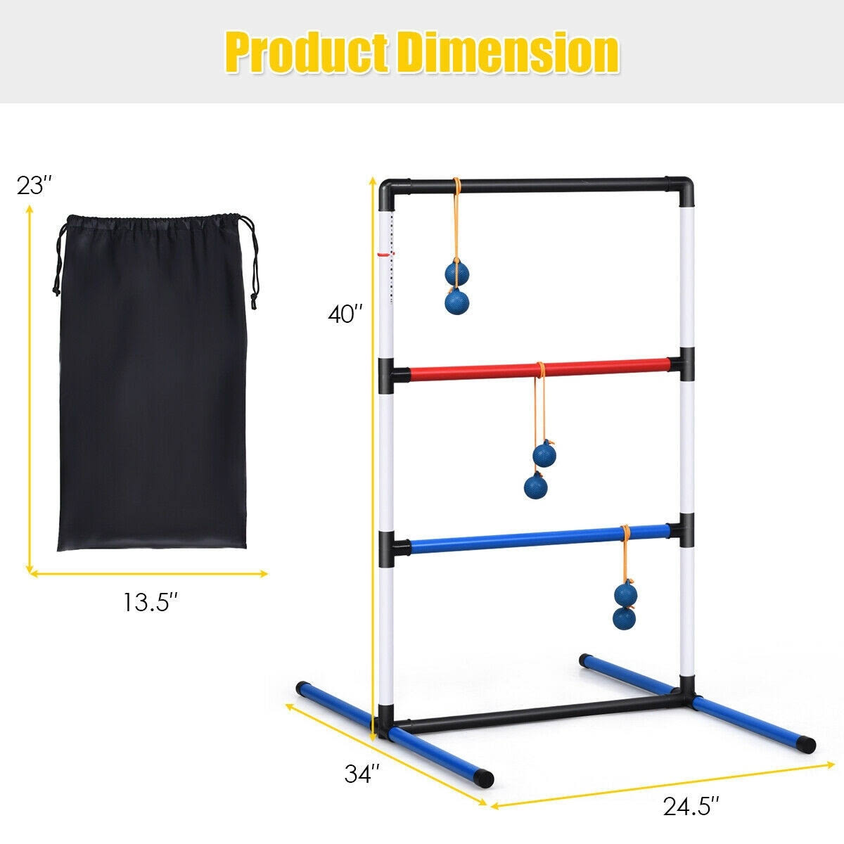 Ladder Ball Toss Game Set with Carrying Bag U641086