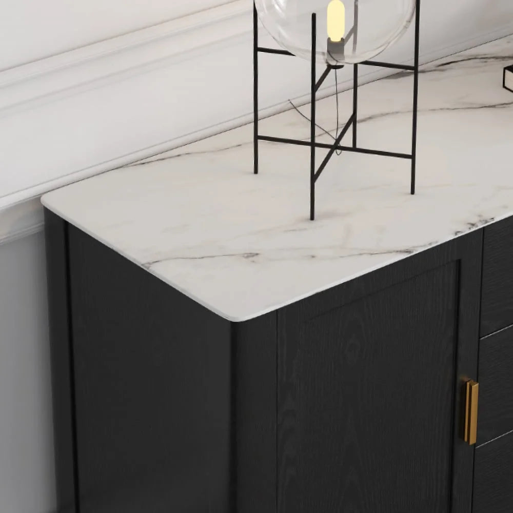 Black Sideboard Buffet with Sintered Stone Top F186