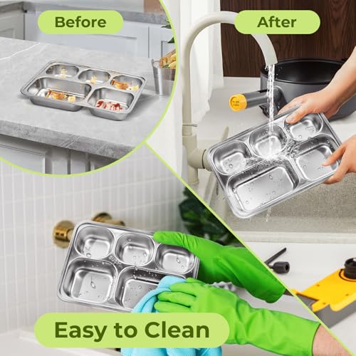 Stainless Steel Bento Box 3 Pack 5 Compartments with Lids Y16121
