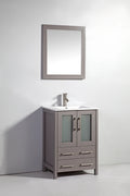 24 in. Single Sink Vanity Cabinet with Ceramic Sink & Mirror Grey I86055