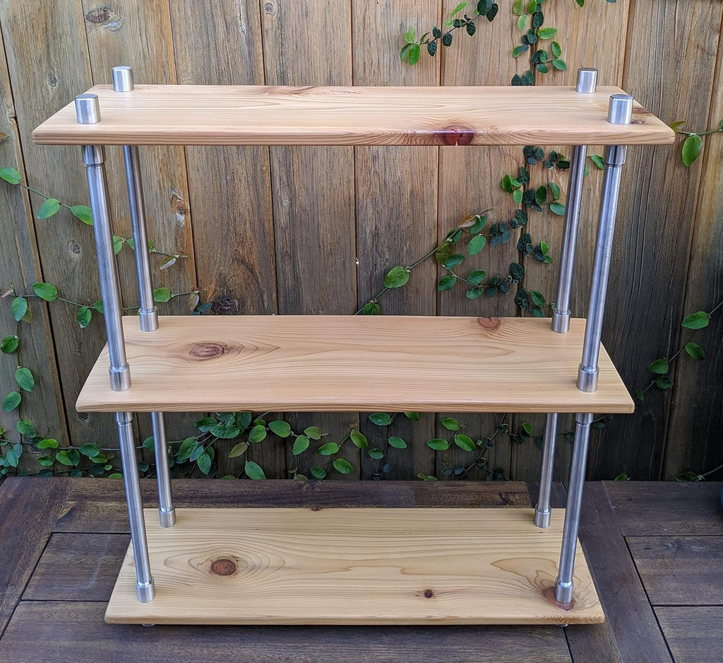 Solid Cedar Wood Stainless Steel Metal Bookcase 24 Inch Wide S573707