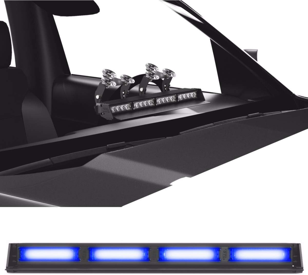 Blue/Blue 4 Head LED Strobe Light Bar with Cigarette Lighter Plug T704