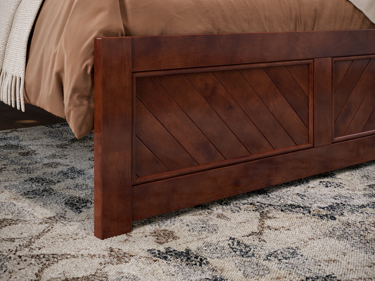 Walnut Solid Wood Platform Bed with Footboard I944755