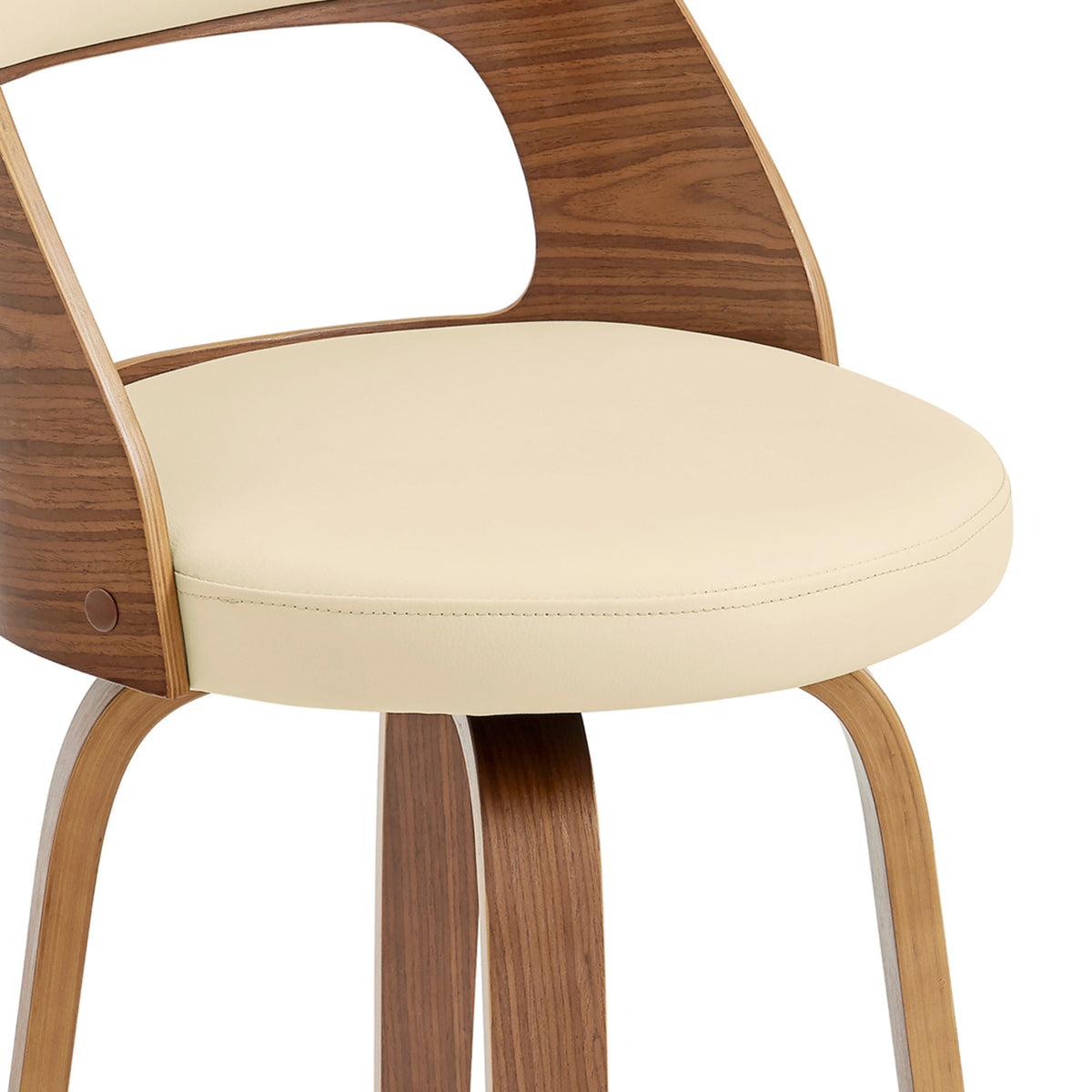 Cream Swivel Counter Stool with Wooden Back K100