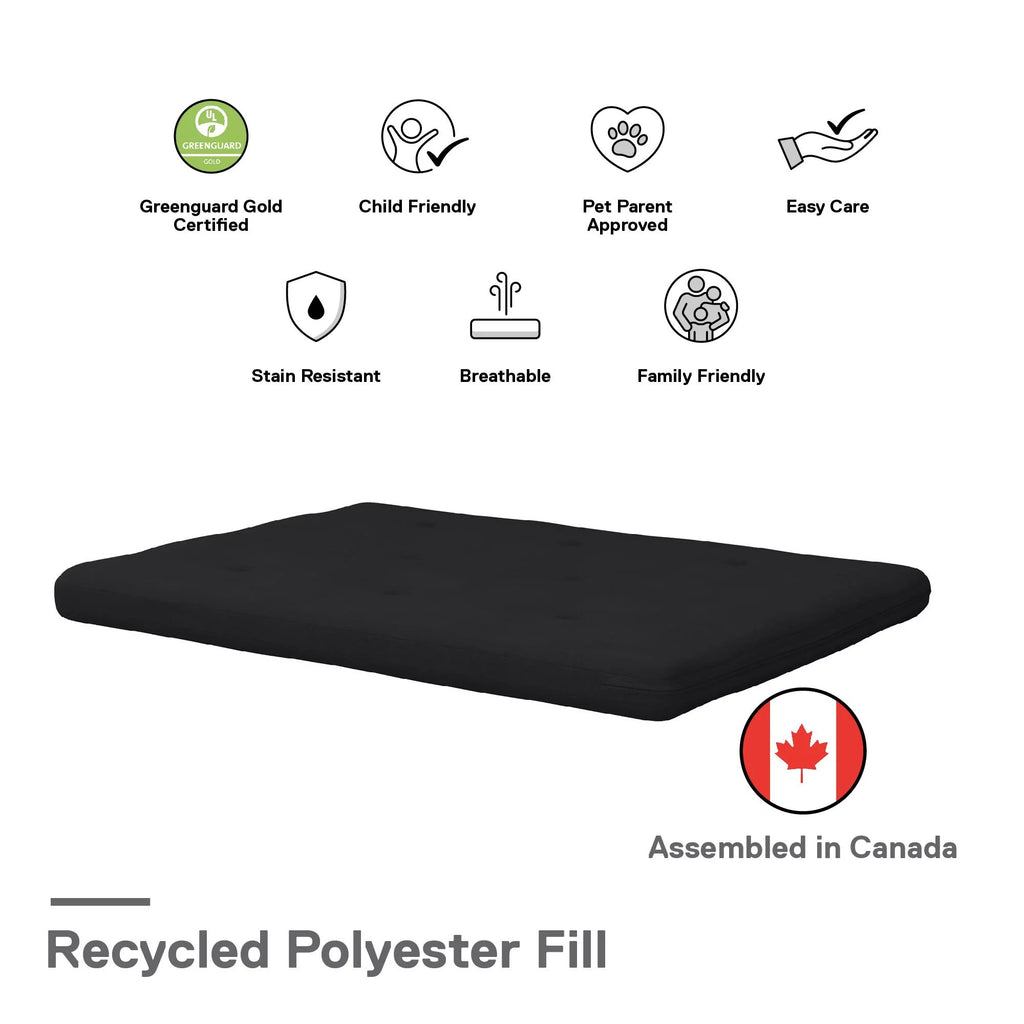 6-Inch Full Black Linen Futon Mattress H48891
