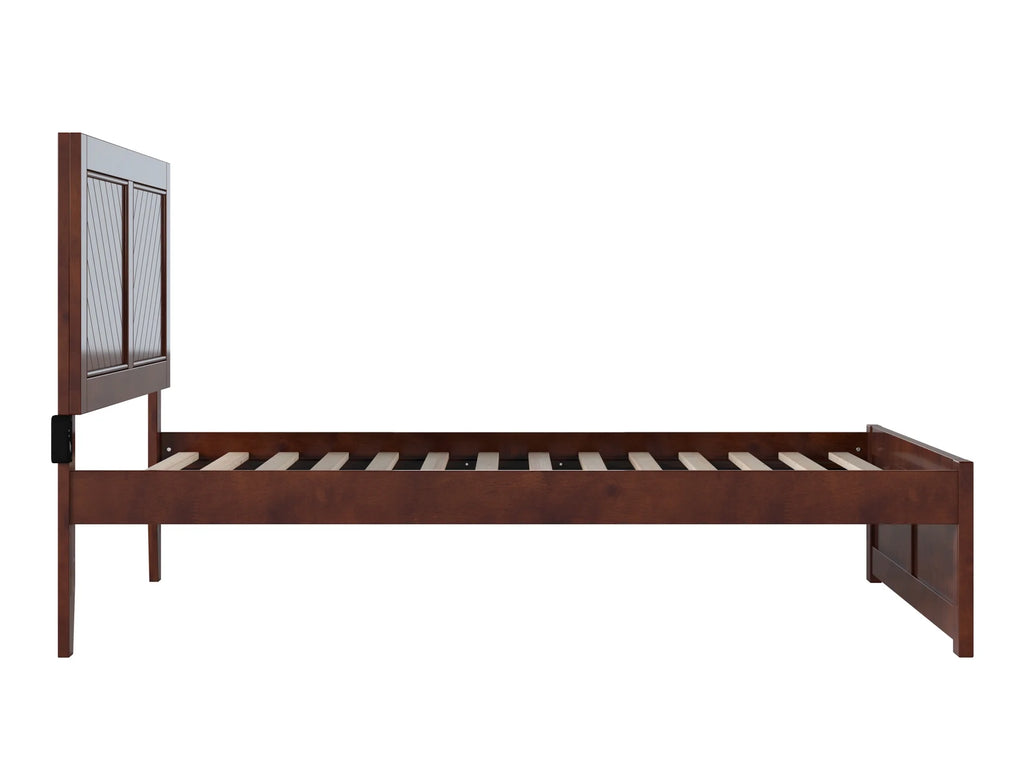 Walnut Solid Wood Platform Bed with Footboard I944755