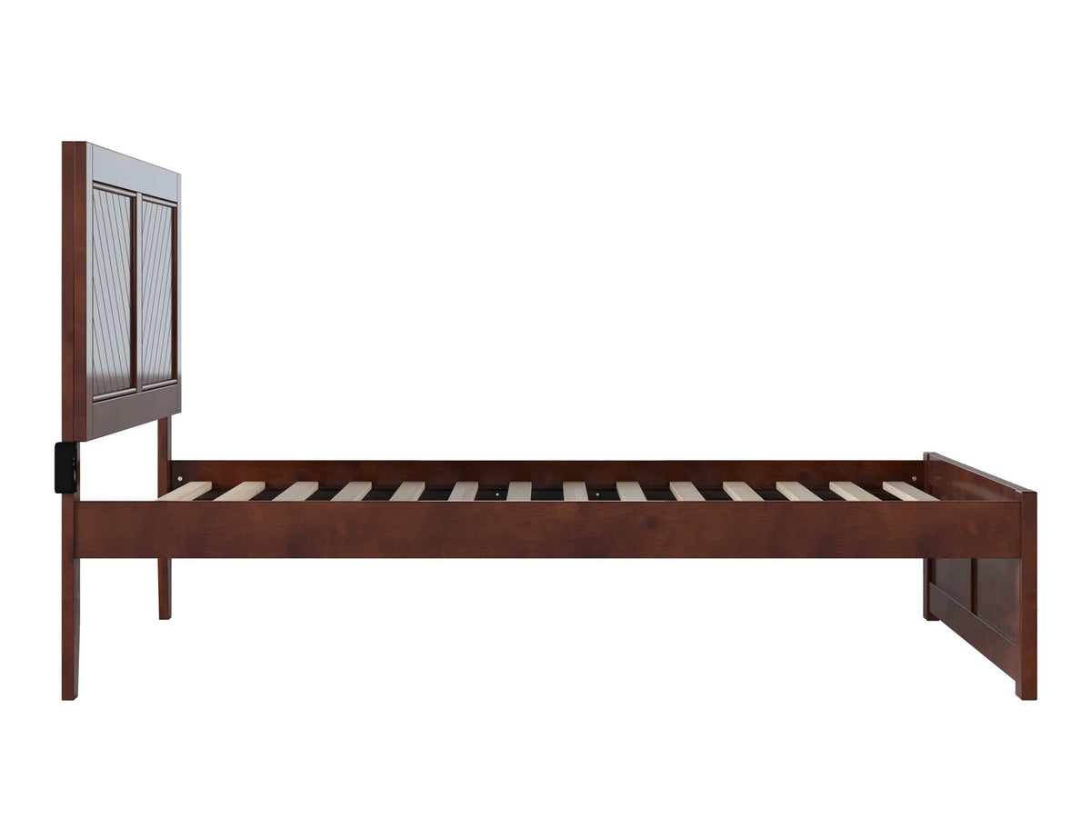 Walnut Solid Wood Platform Bed with Footboard I944755