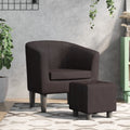 Brown Faux Leather Tub Chair with Footstool I9896
