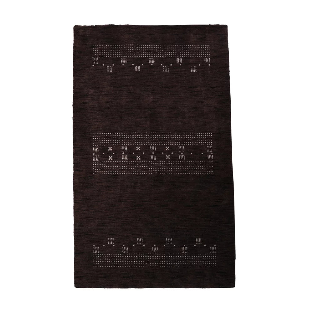 Hand Knotted Wool Area Rug Brown 3'x5' Q3097