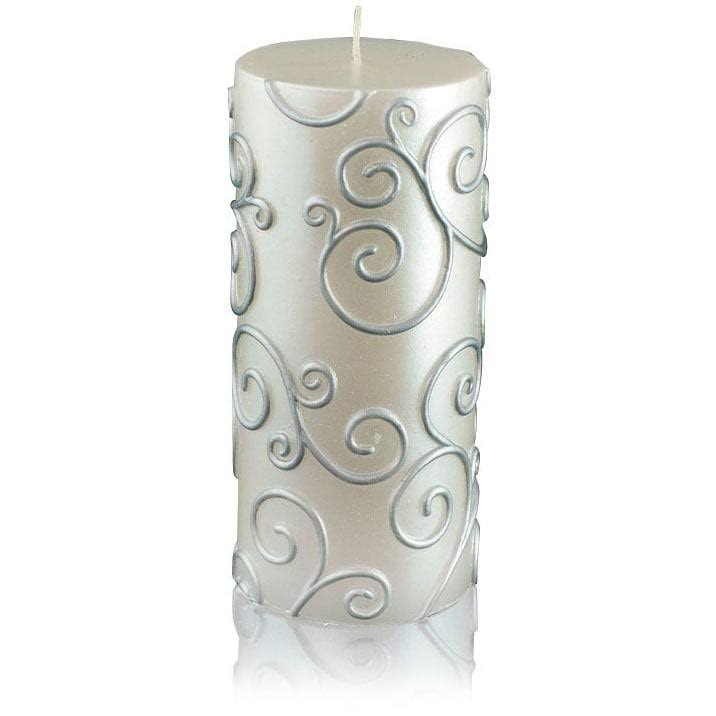 Blue Scroll Pillar Candle S25561