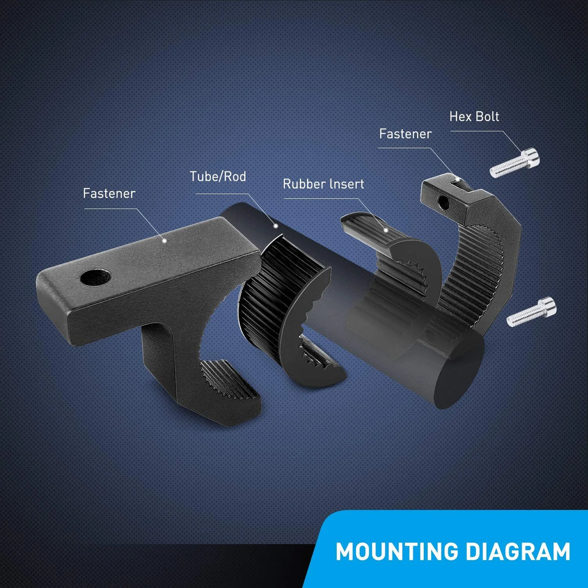 4PCS Mounting Bracket Kit LED Light Bar Tube Clamp Holder W4062