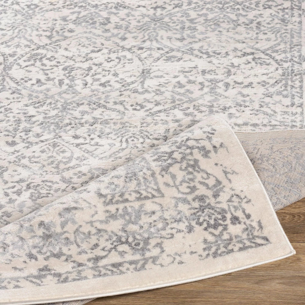 7x9 Gray Ivory Traditional Area Rug S69724