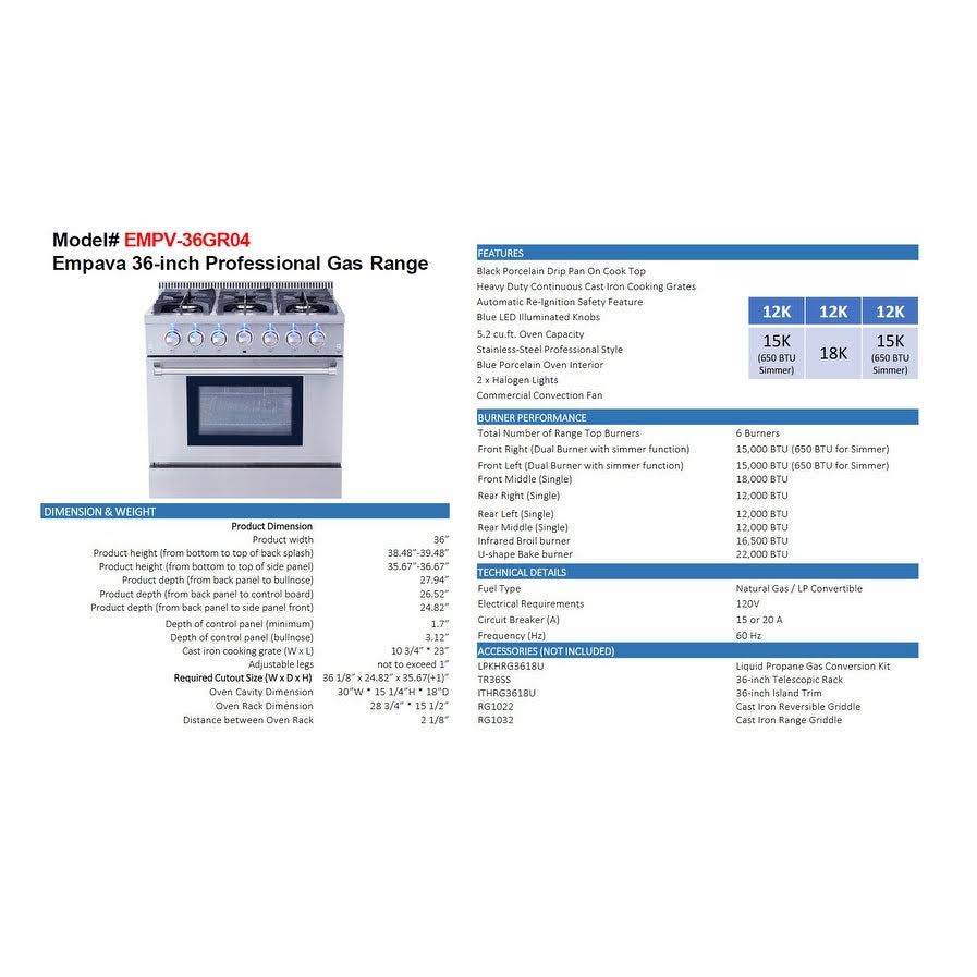 36 in. Recessed Gas Stove Cooktop with 5 Sealed Burners in Stainless Steel U66672