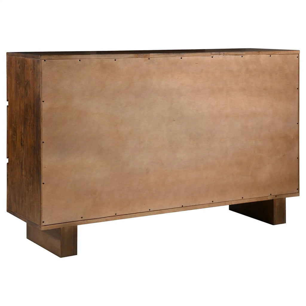 6 Drawer Modern Wood Rectangular Dresser in Dark Brown W9014