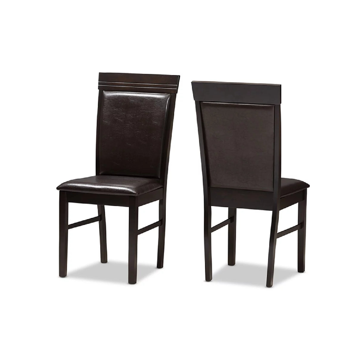 Dark Brown Faux Leather Dining Chair Set of 2 A68572