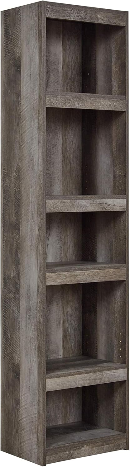 Rustic Entertainment Center Pier Bookcase with 3 Adjustable Shelves, Natural Brown I8303