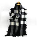 Wool Muffler Mega Plaid White Black Q58691