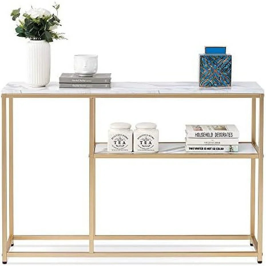 Narrow White Marble Console Table 47 inch M185
