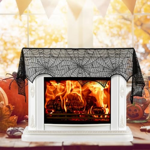 Black Lace Spider Web Mantle Scarf O568885