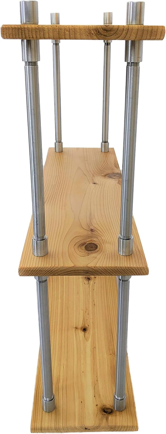 Solid Cedar Wood Stainless Steel Metal Bookcase 24 Inch Wide S573707