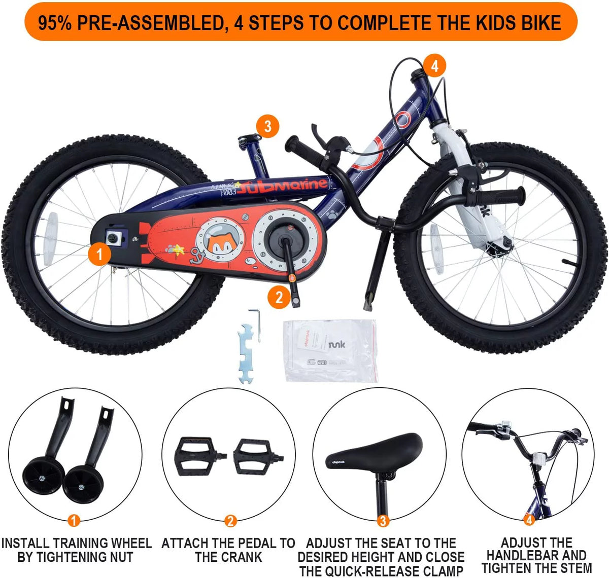 18 In Blue Steel Bike with Kickstand L266