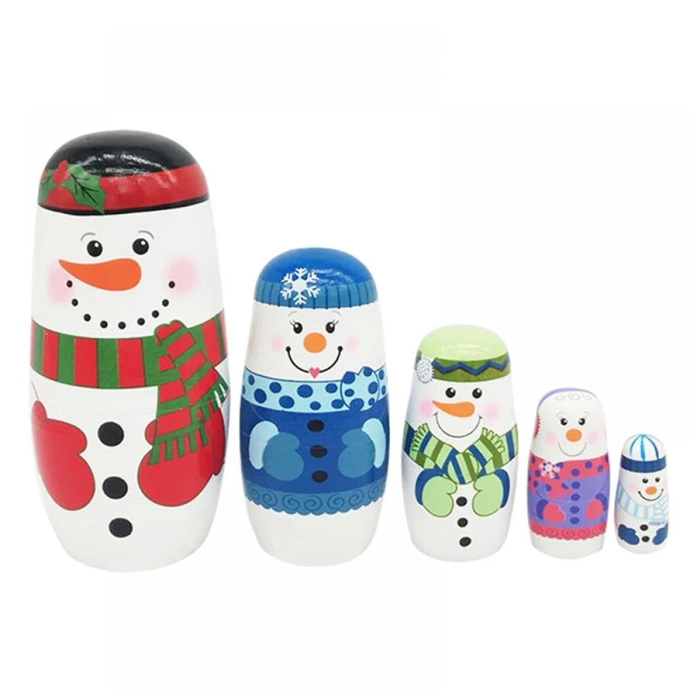 5 Pcs Wooden Handmade Matryoshka Nesting Dolls Stacking Doll Set C591