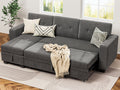 78.3'' W Convertible L-Shape Sofa with Storage Chaise and Pull-out Sofa Bed, Gray C503384