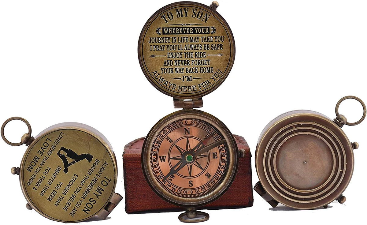 Antique Brass Compass with Case Y724791