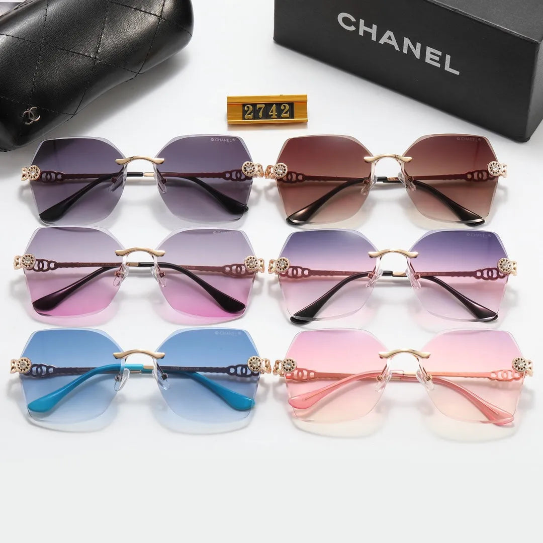 Frameless Rhinestone Flower Polarized Sunglasses E547