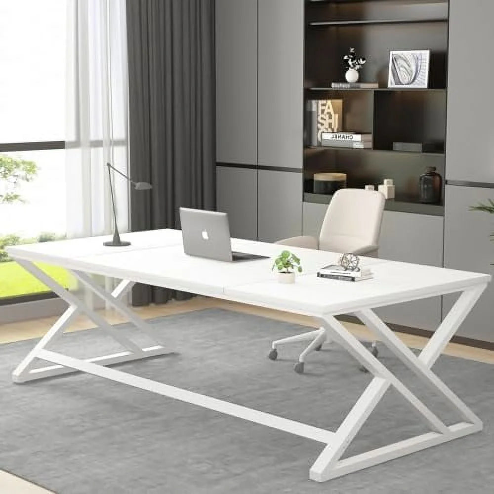 70.8" Long Wood Metal Double Workstation Desk N995