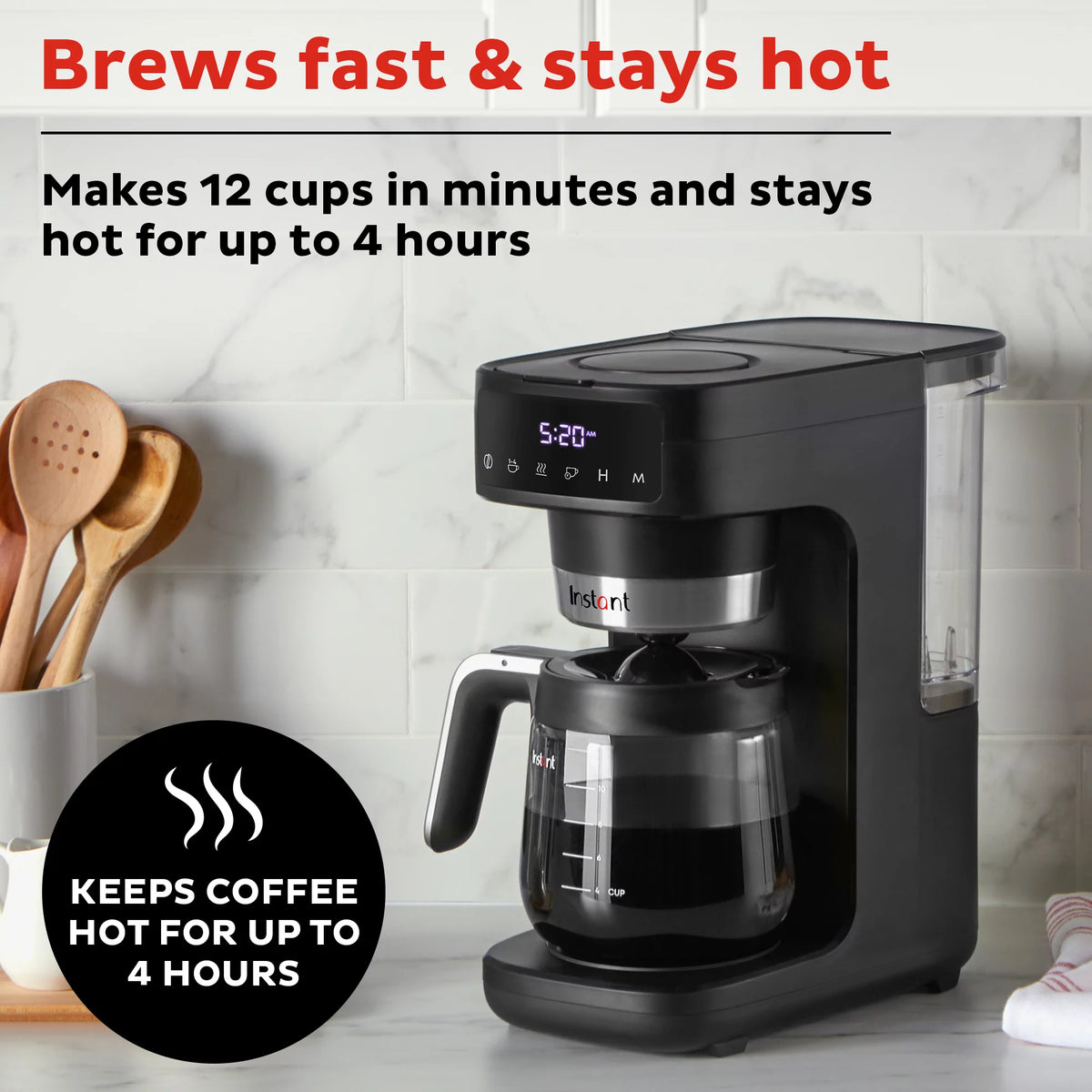 12 Cup Drip Coffee Maker with Warming Plate, Black W13436