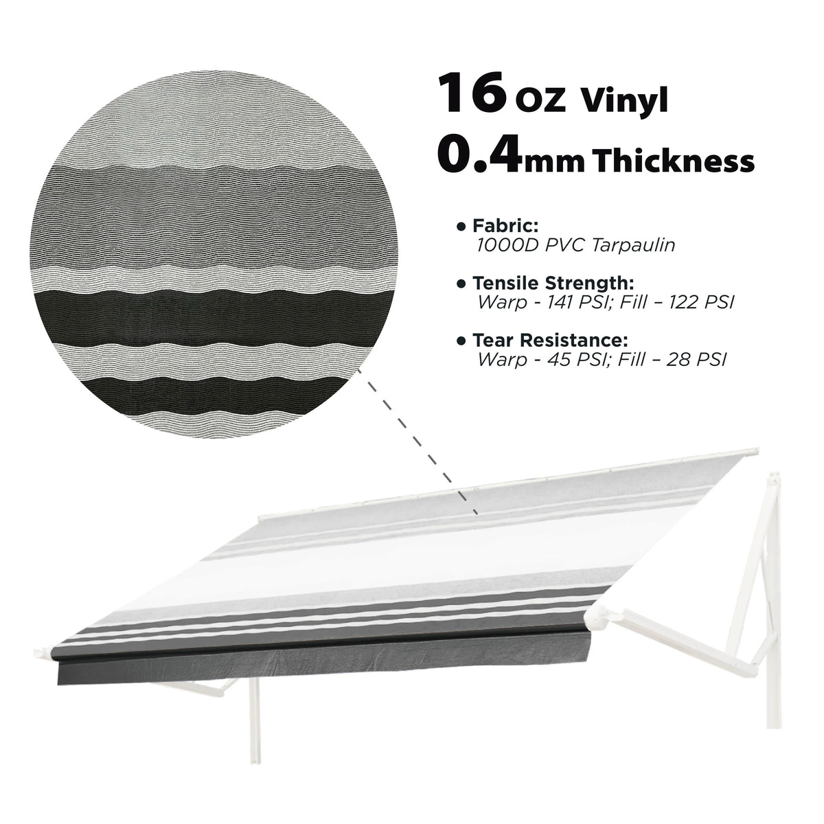 Retractable Motorized 20'X8' RV Patio Canopy Awning Black O9711