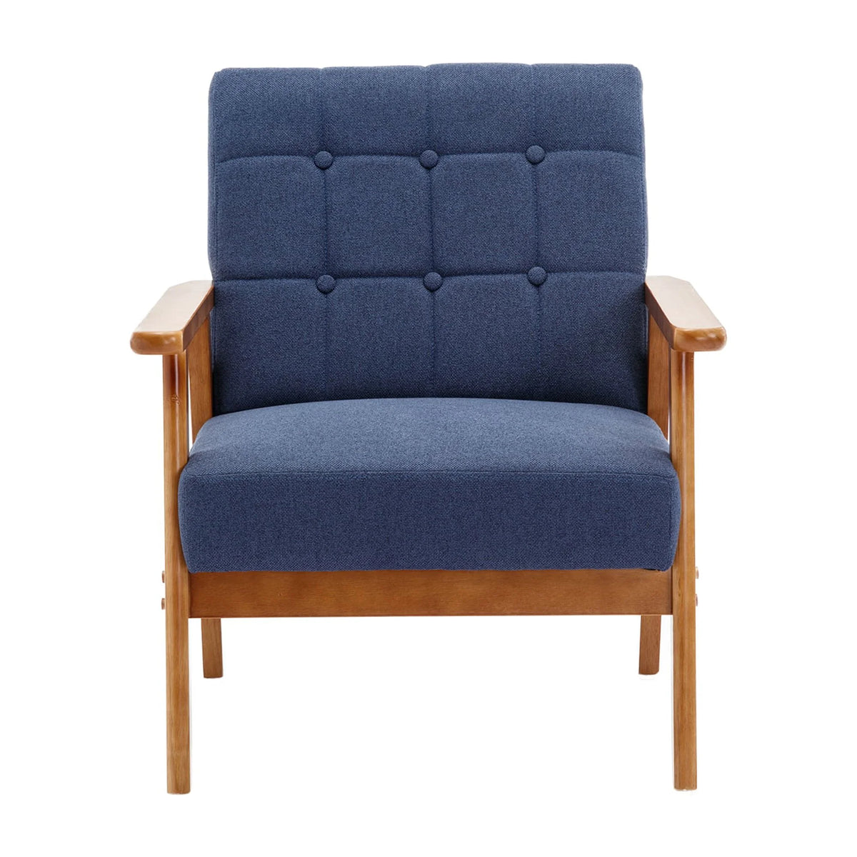 Accent Chairs Set of 2 with Side Table, Wood and Fabric Armchairs B986