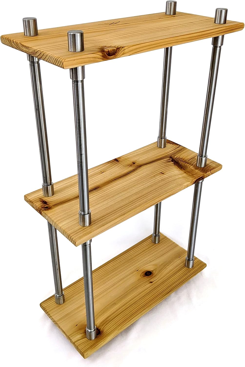 Solid Cedar Wood Stainless Steel Metal Bookcase 24 Inch Wide S573707