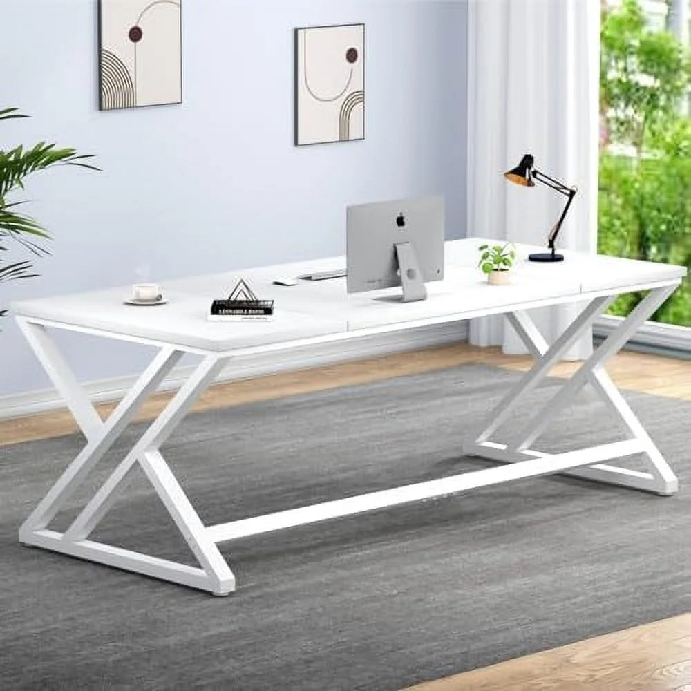 70.8" Long Wood Metal Double Workstation Desk N995