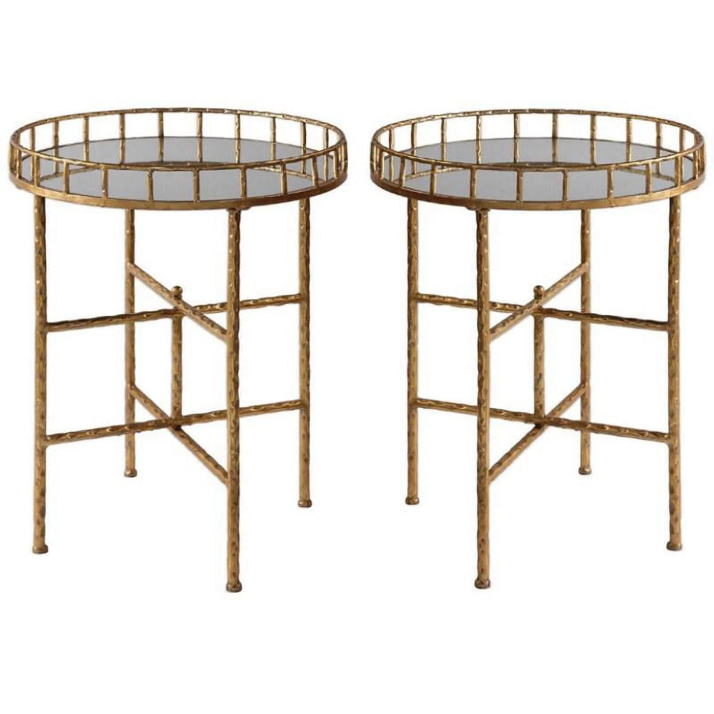 20" Round Mirror Top End Table Set of 2 S917891