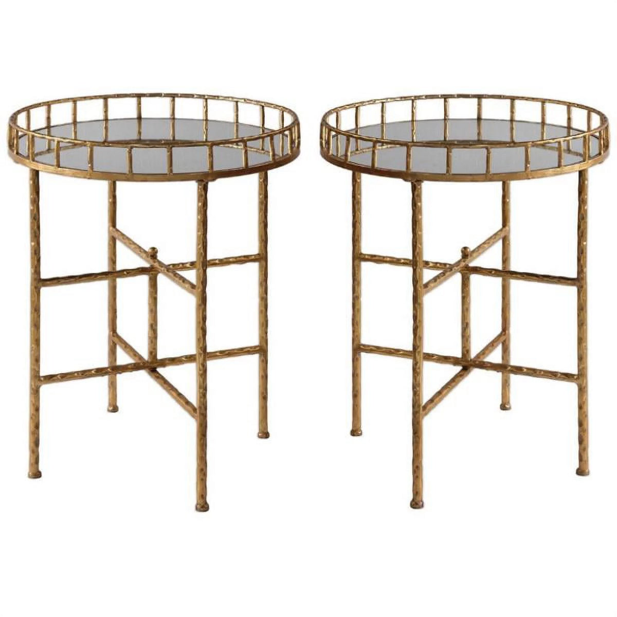 20" Round Mirror Top End Table Set of 2 S917891