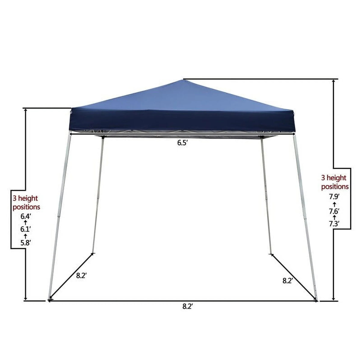 Camping Beach Gazebo Party Folding Sunshade Pop up Canopy Tent 8x8 Ft Top 6x6 Ft Blue D144792