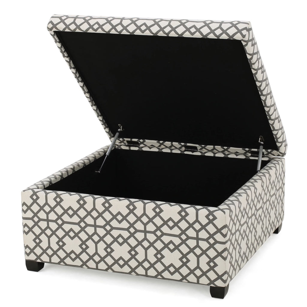 Grey Fabric Storage Ottoman V5509