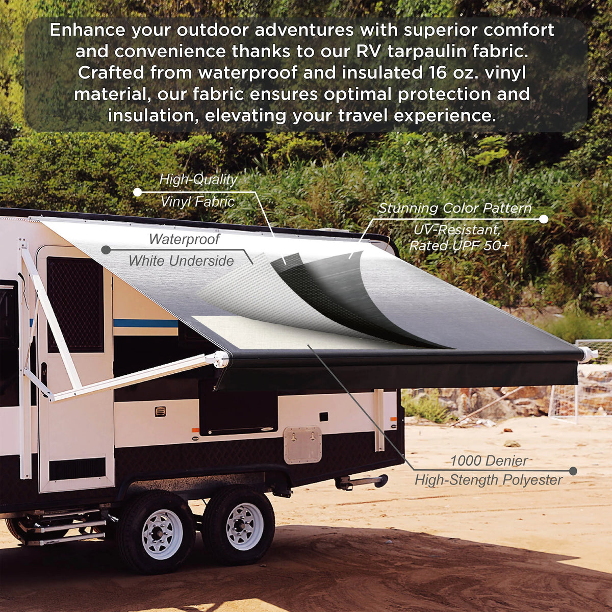 Retractable Motorized 20'X8' RV Patio Canopy Awning Black O9711