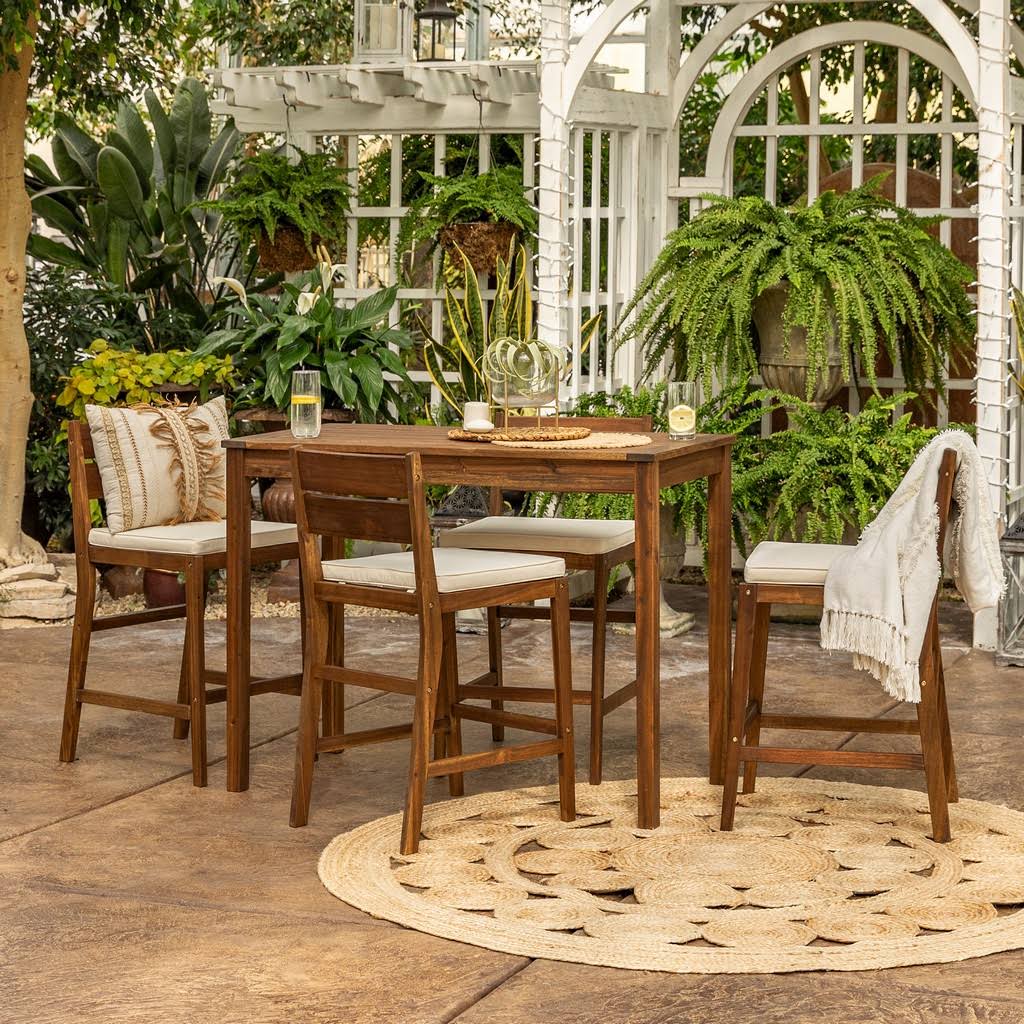 5-Piece Acacia Counter Height Dining Group Dark Brown S712